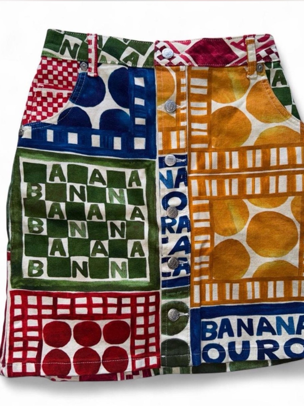NWT Farm Rio x Anthropologie Banana Graphic Mini Skirt XS - Picture 2 of 7